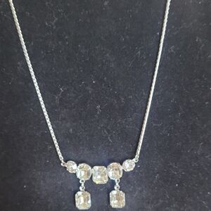 Crystal Drop Necklace - Clear Crystal Pendant